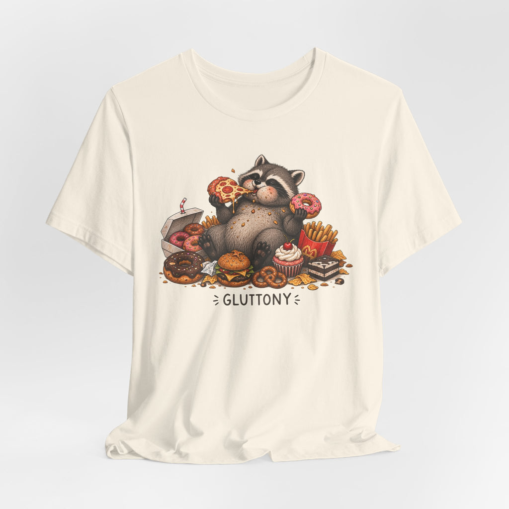 Gluttony Raccoon Tee — Cute Foodie Graphic T-Shirt