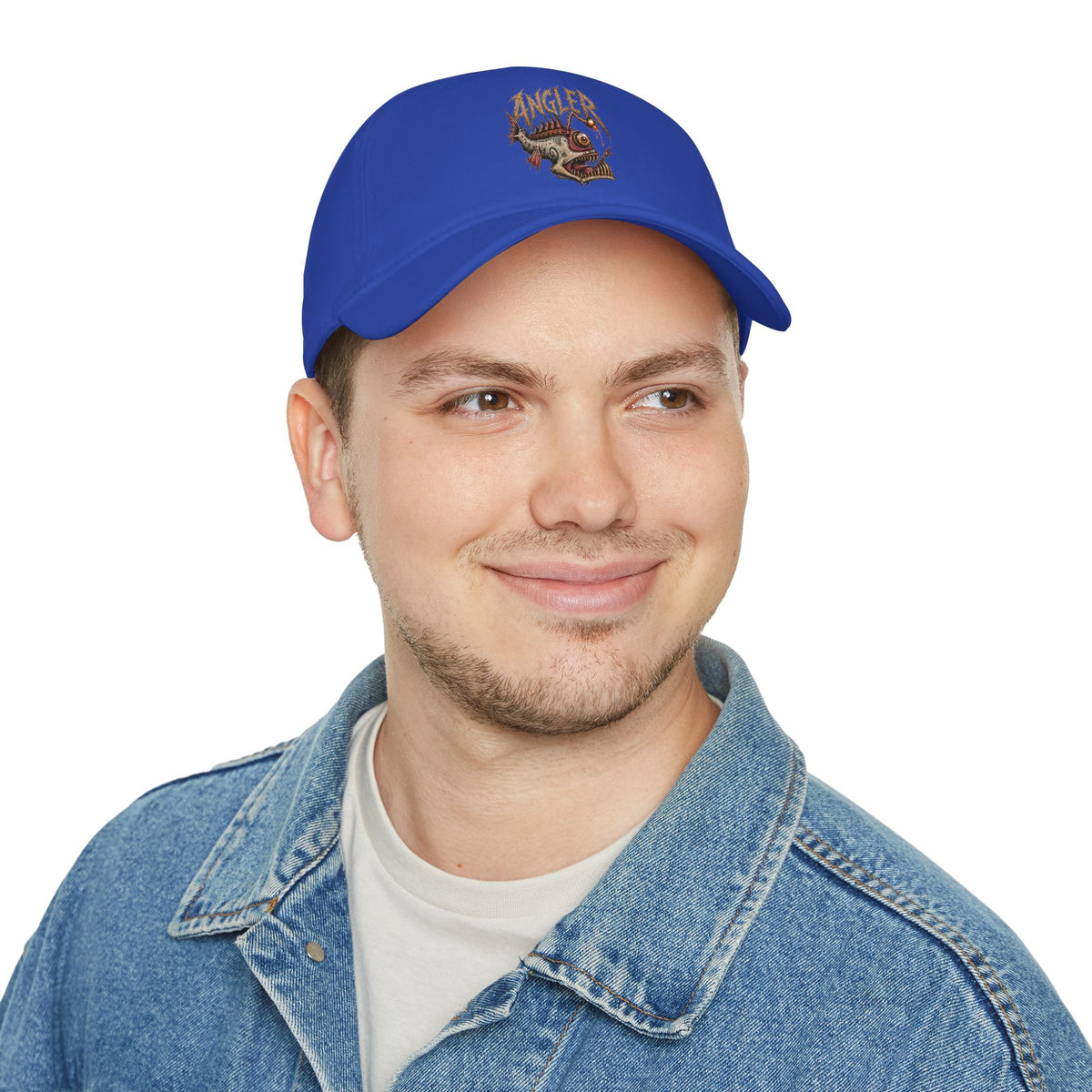 Angler Fish Low Profile Cap — Fishing Hat with 'ANGLER' Graphic