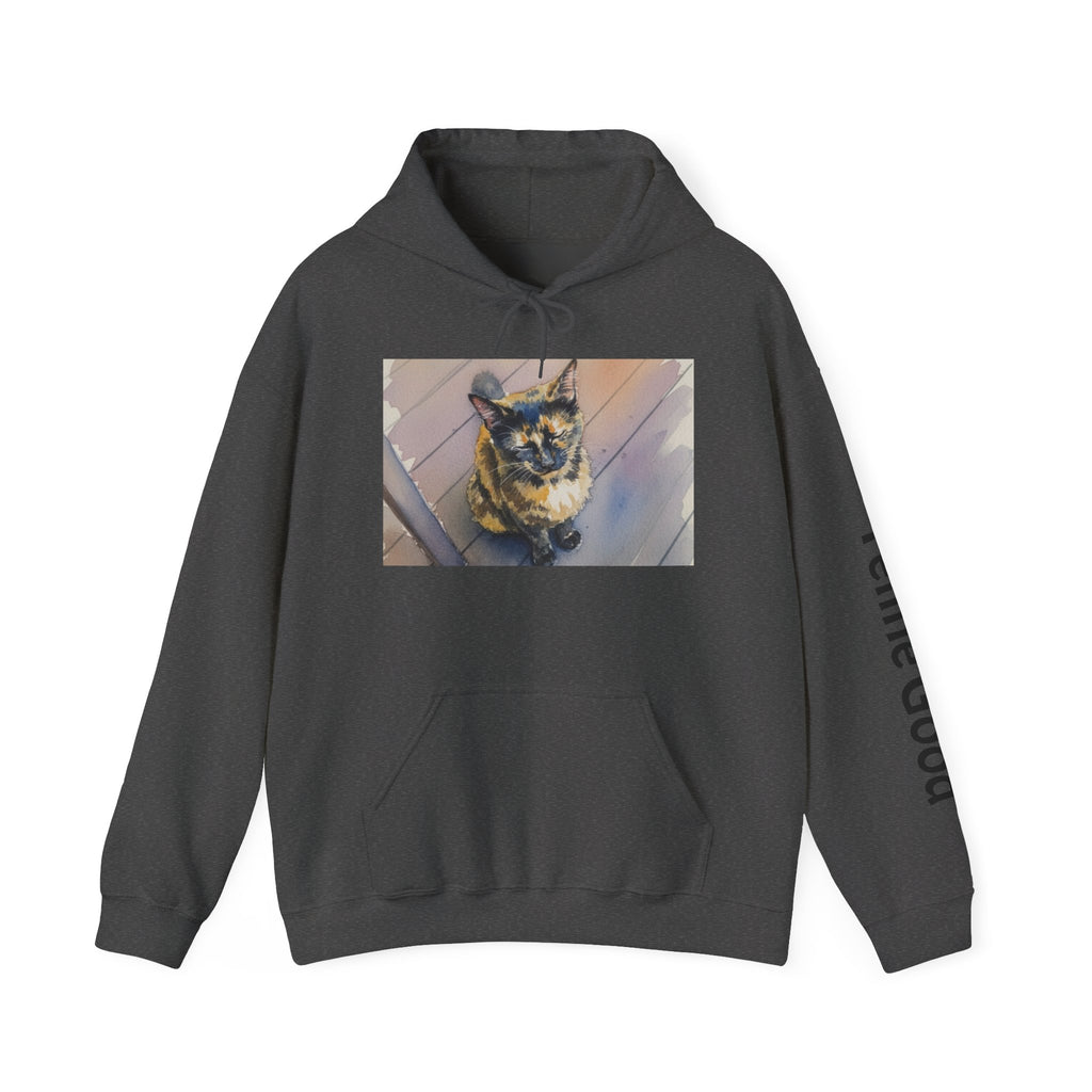 Cat Photo Hoodie – 'Feline Good' Cute Tortoiseshell Cat Pullover
