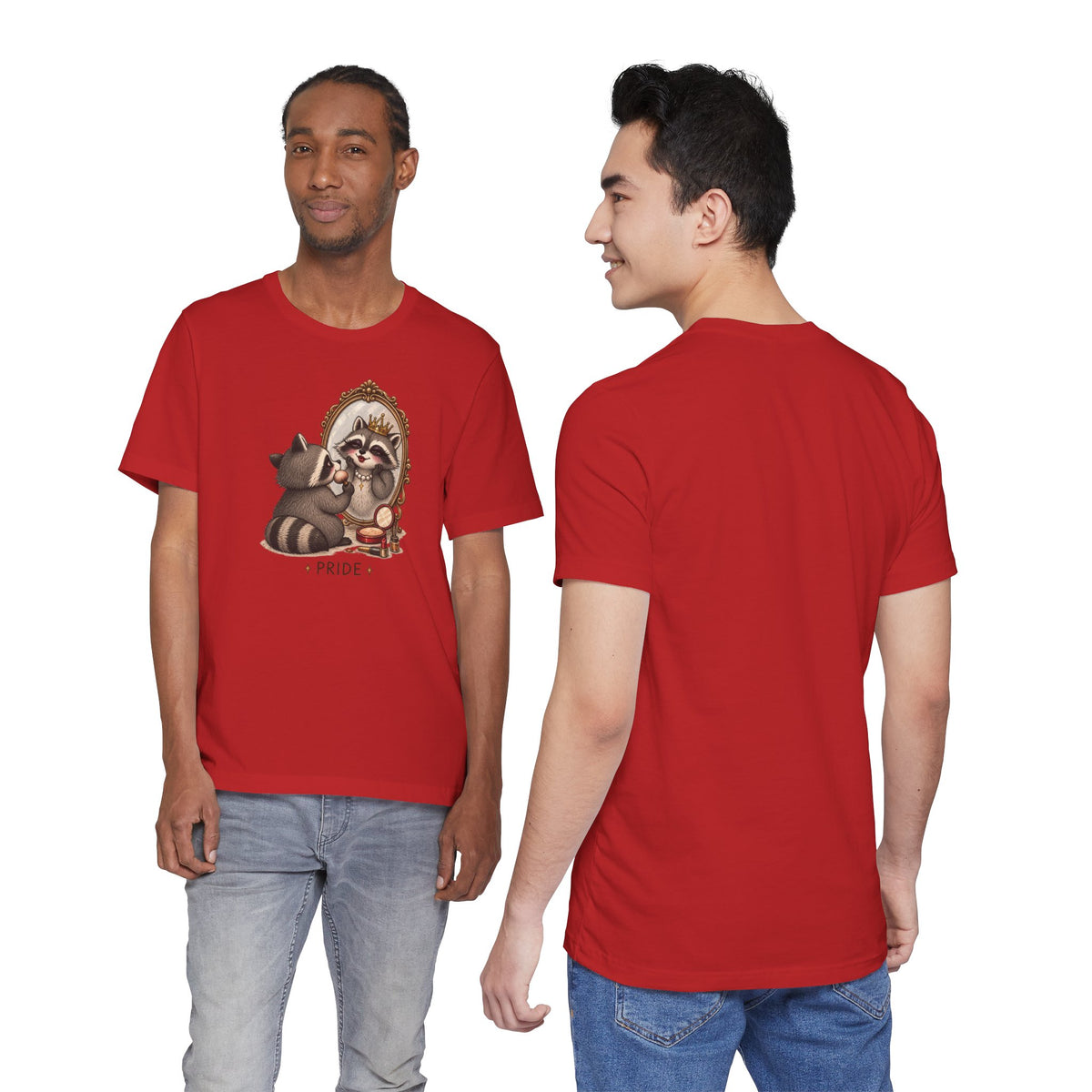 Raccoon Pride T-Shirt — Cute Raccoon Looking in Mirror Graphic Tee