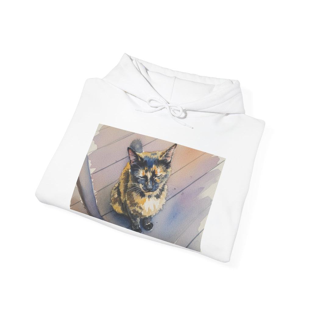 Cat Photo Hoodie – 'Feline Good' Cute Tortoiseshell Cat Pullover