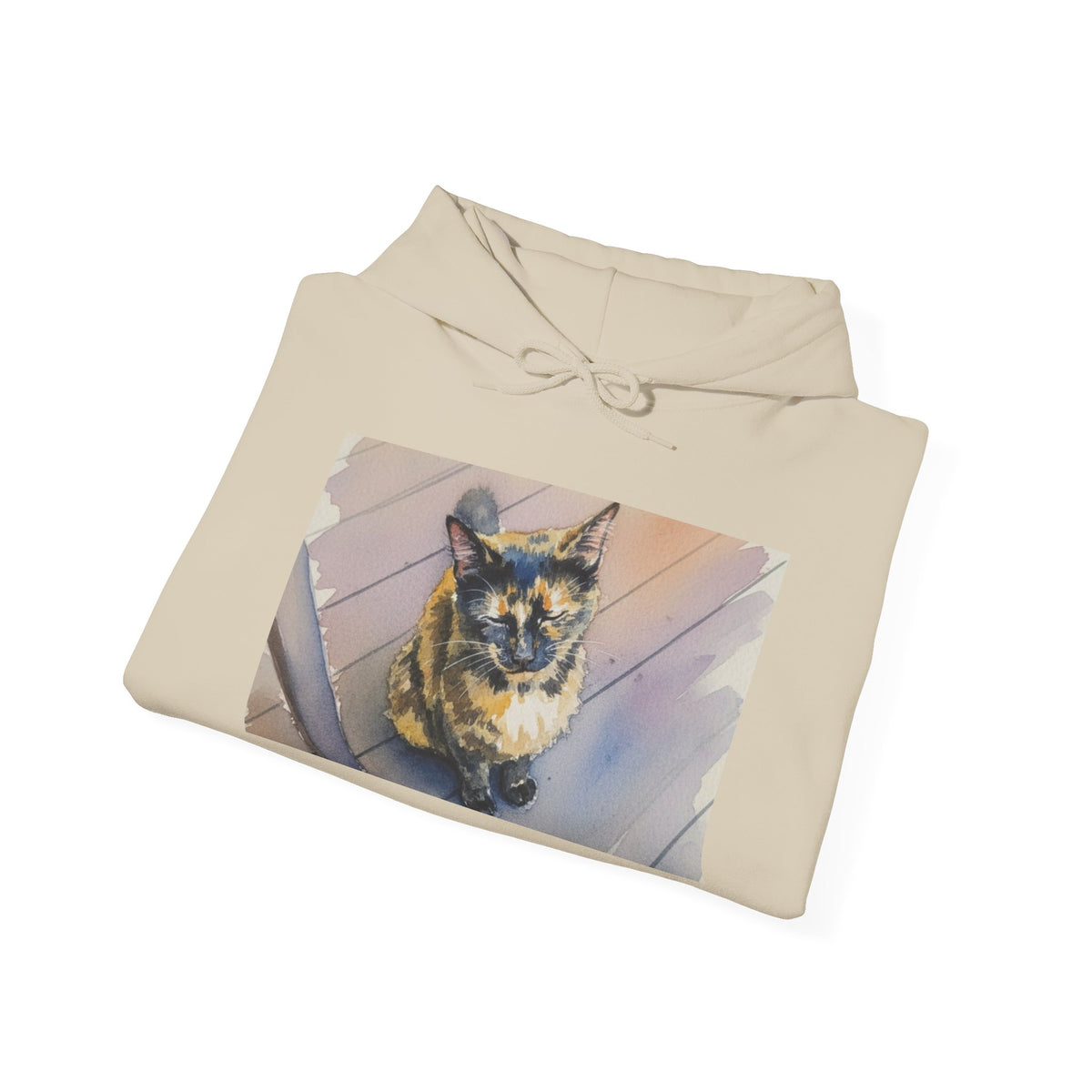 Cat Photo Hoodie – 'Feline Good' Cute Tortoiseshell Cat Pullover