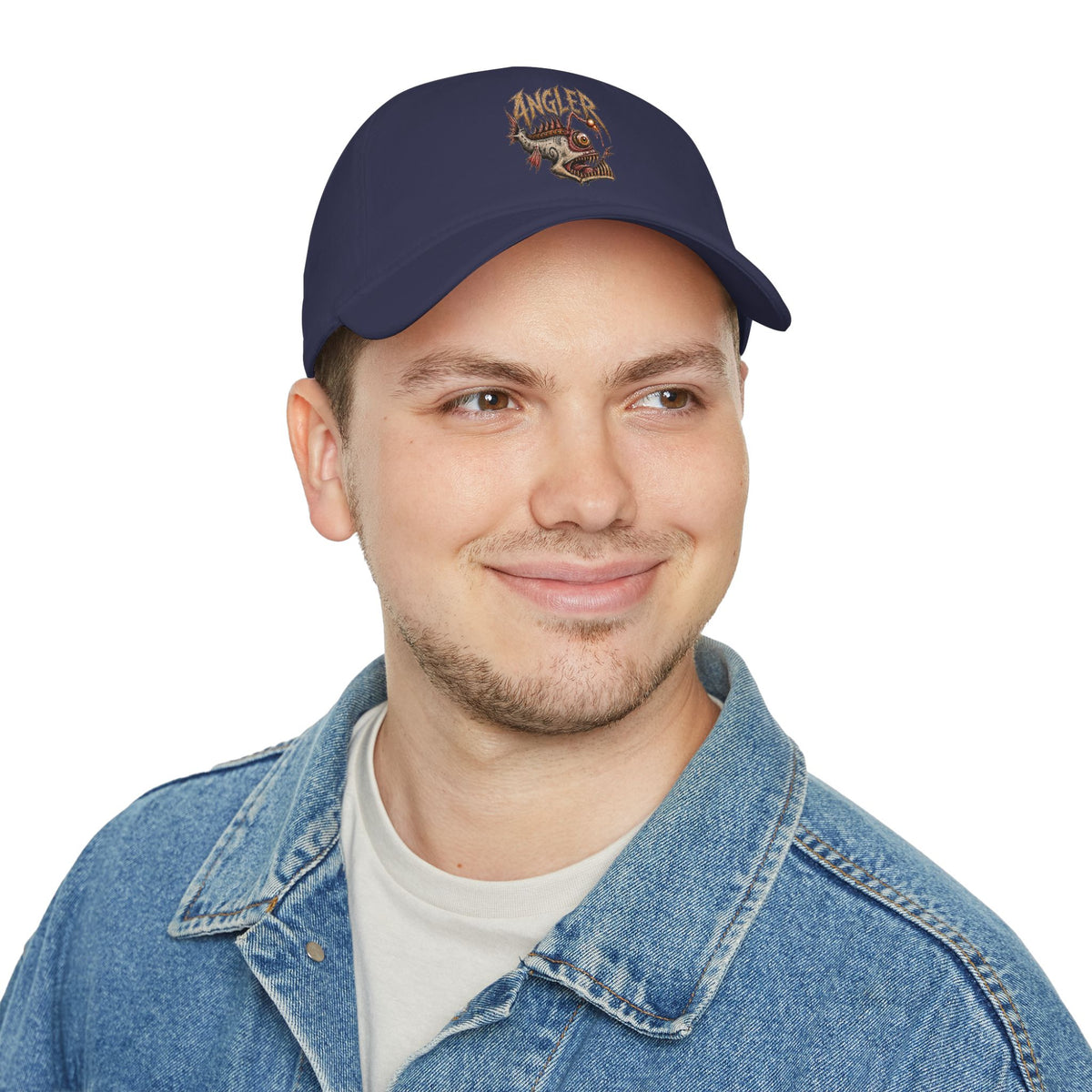 Angler Fish Low Profile Cap — Fishing Hat with 'ANGLER' Graphic